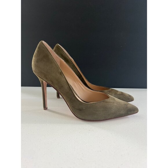 VERONICA BEARD Lisa Point Toe khaki Suede Pumps HEELS SIZE 6.5 - Picture 2 of 9